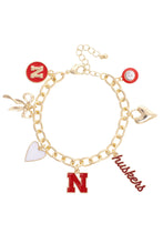 Load image into Gallery viewer, Nebraska Huskers Enamel Icons Charm Bracelet