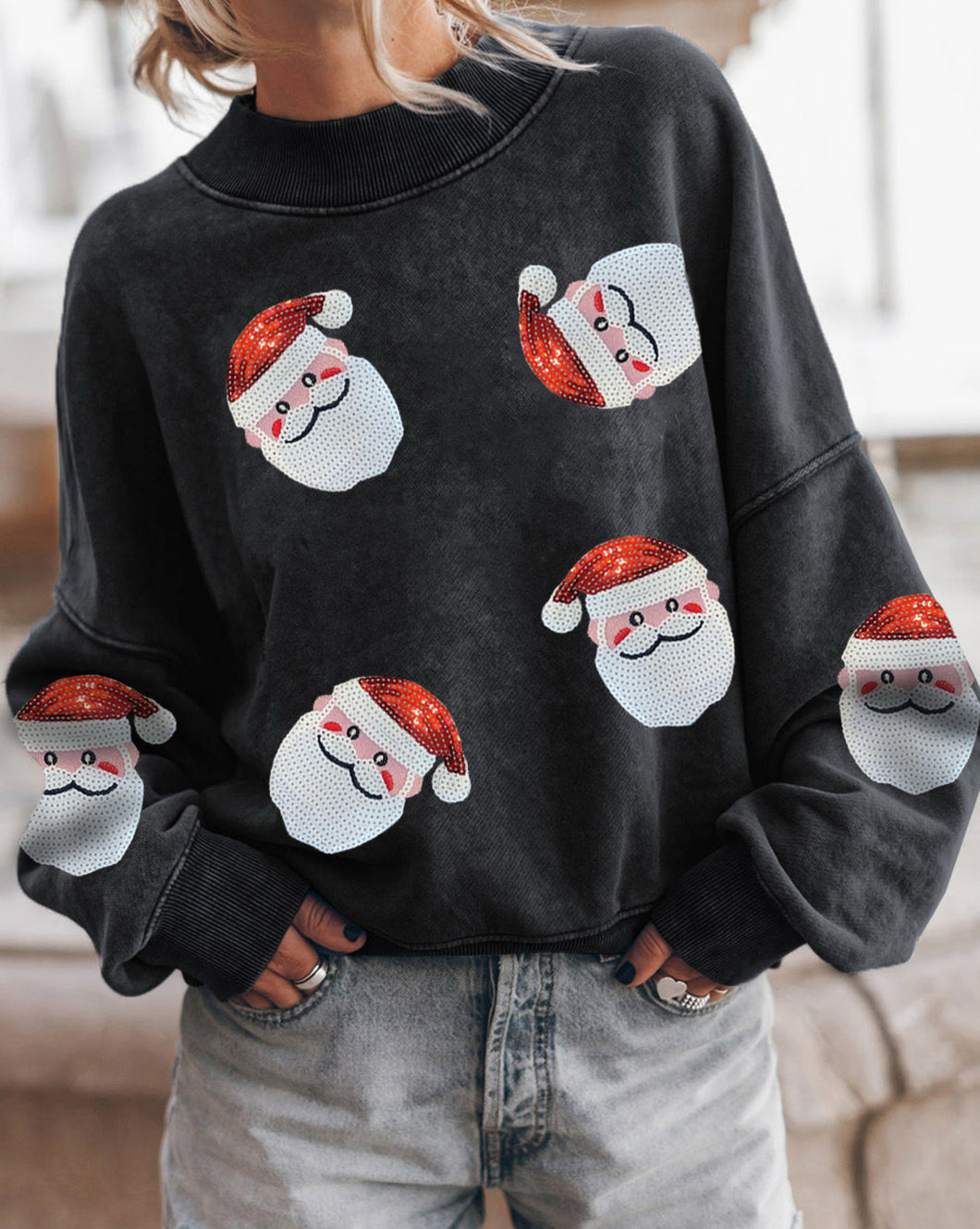 Sequin Santa Crewneck