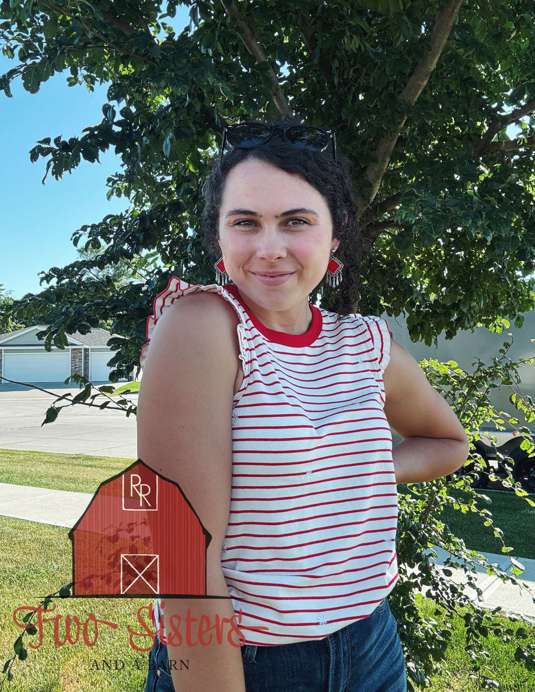 Red & White Stripes Tank